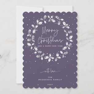 Cartes Pour Fêtes Annuelles Purple Joyeux Noël Holly Wreath