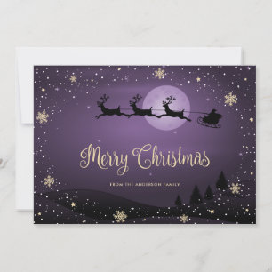 Cartes Pour Fêtes Annuelles Purple Joyeux Noël Neige Père Noël Snowflakes