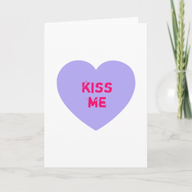 Cartes Pour Fêtes Annuelles Purple Kiss Me Conversation Coeur (Devant)