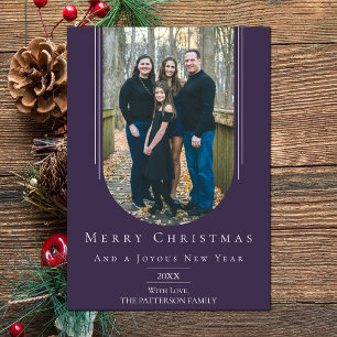 Cartes Pour Fêtes Annuelles Purple Moderne Inverti Boho Arch Holiday