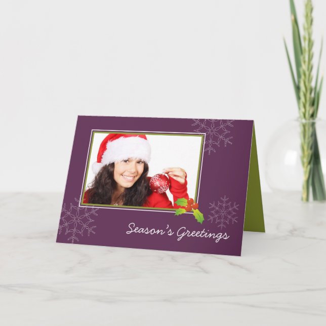 Cartes Pour Fêtes Annuelles Purple saint multi photo vacances de Noël plié (Devant)