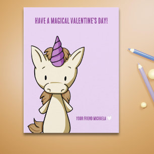 Cartes Pour Fêtes Annuelles Purple Valentine's Day Unicorn classe