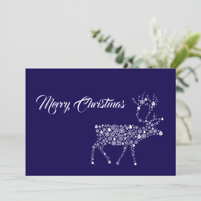 Cartes Pour Fêtes Annuelles Purple wish card Merry Christmas reindeer (Debout devant)