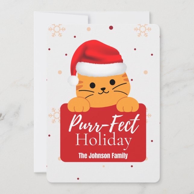 Cartes Pour Fêtes Annuelles Purr‑fect Holiday cute Cat Christmas Card  (Devant)