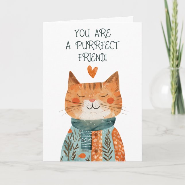 Cartes Pour Fêtes Annuelles Purrfect Friend Cat Theme Galentine's Day Photo (Devant)