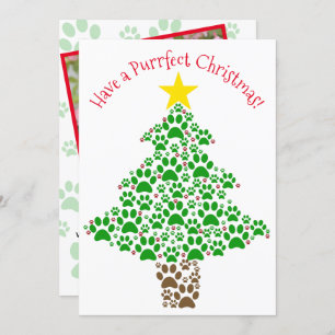 Cartes Pour Fêtes Annuelles Purrffect Christmas mignon Chat Empreinte de patte