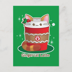 Cartes Pour Fêtes Annuelles Purrista Pawfee : Café Ginger Cat de Noël
