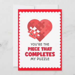 Cartes Pour Fêtes Annuelles Puzzle du coeur rouge Vous êtes la pièce manquante