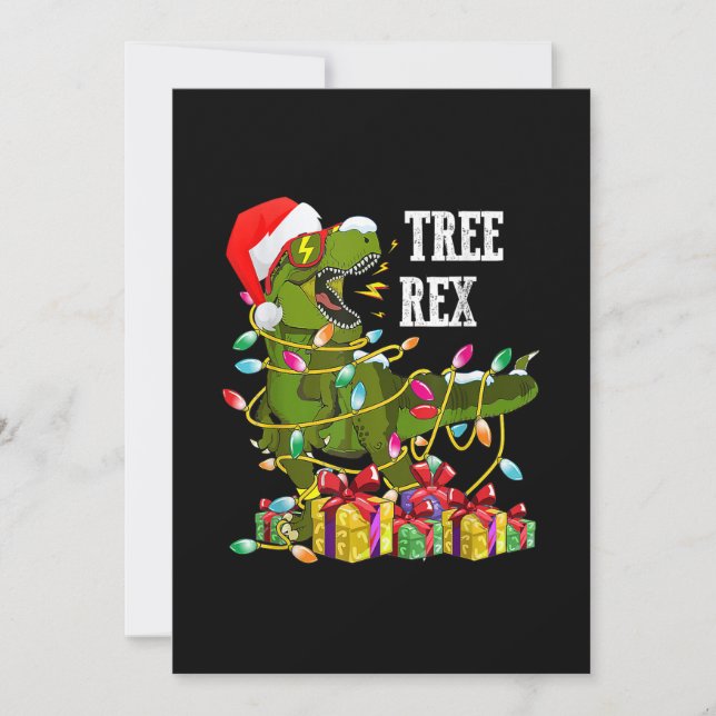 Cartes Pour Fêtes Annuelles Pyjama Dinosaure de Noël Tree Rex Hommes Garçons E (Devant)