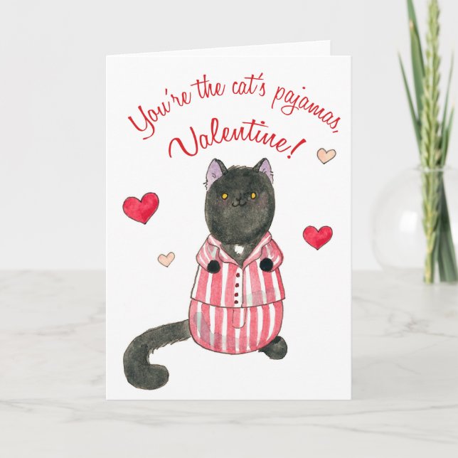 Cartes Pour Fêtes Annuelles Pyjama valentin de chat (Devant)
