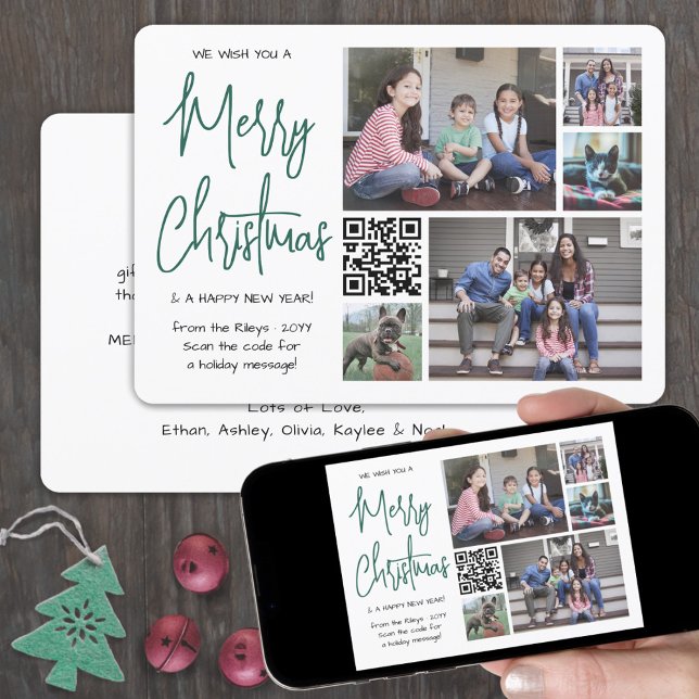 Cartes Pour Fêtes Annuelles QR Code Nous Vous Souhaitons Joyeux Noël 5 Photo V (Créateur téléchargé)