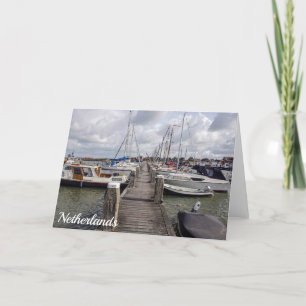 Cartes Pour Fêtes Annuelles Quai avec bateaux et yachts à Marken Pays-Bas