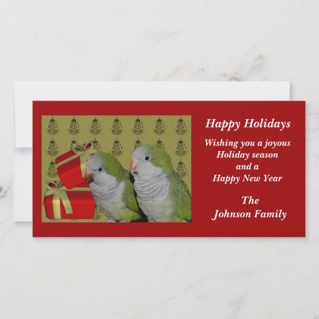 Cartes Pour Fêtes Annuelles Quaker Parrots Animal Christmas Card (Devant)