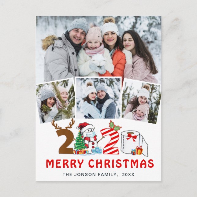 Cartes Pour Fêtes Annuelles Quarantine Joyeux Noël Rustique 4 PHOTO Salutation (Devant)