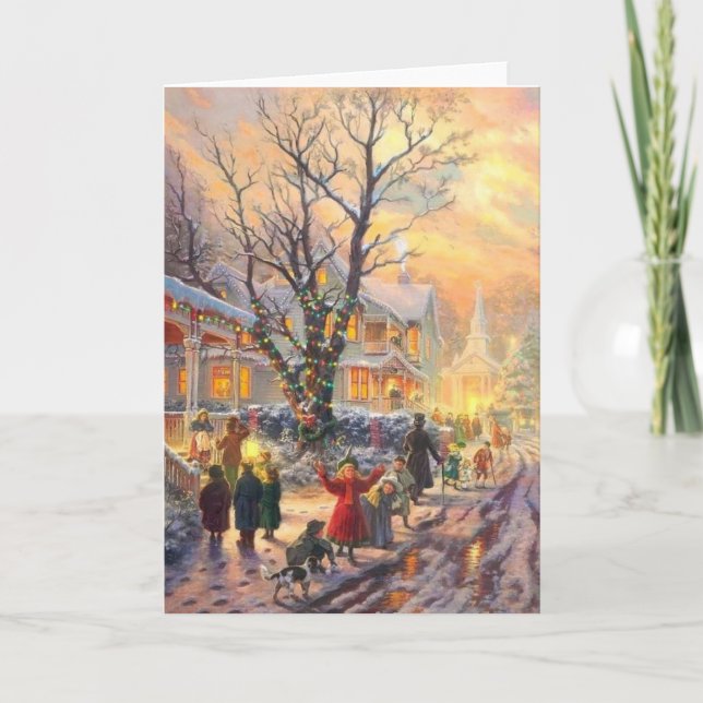 Cartes Pour Fêtes Annuelles Quartier de Noël Vintage (Devant)