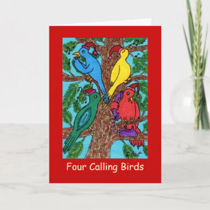 Cartes Pour Fêtes Annuelles Quatre Oiseaux