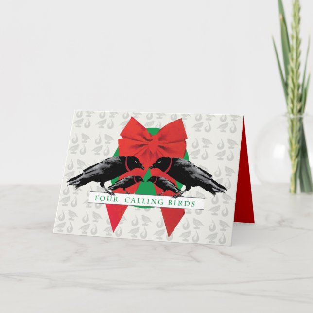 Cartes Pour Fêtes Annuelles Quatre oiseaux appelants (Devant)