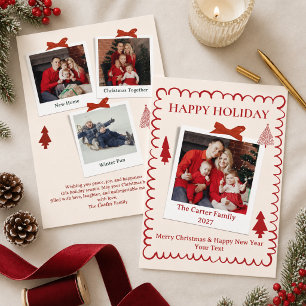 Cartes Pour Fêtes Annuelles Quatre photos de Noël fantaisistes avec un nœud ro