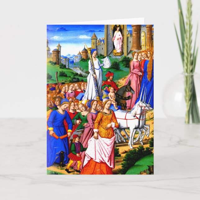 Cartes Pour Fêtes Annuelles "Quatre Unicornes mènent la procession" (Devant)