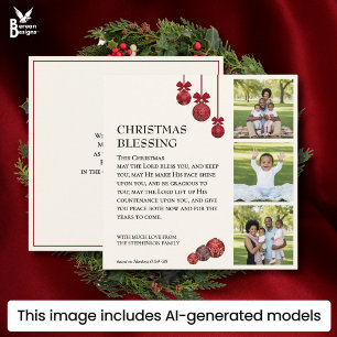 Cartes Pour Fêtes Annuelles QUE DIEU VOUS BÉNISSE Photo de famille Noël