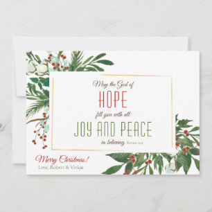 Cartes Pour Fêtes Annuelles Que Dieu vous remplisse de Joy & Peace Cotton Gree