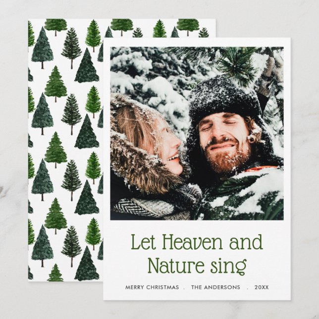 Cartes Pour Fêtes Annuelles Que Le Ciel Et La Nature Chantent | Photo sapin de (Devant / Derrière)