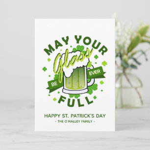 Cartes Pour Fêtes Annuelles Que Votre Verre Soit Plein Bière Verte Trèfle Irla