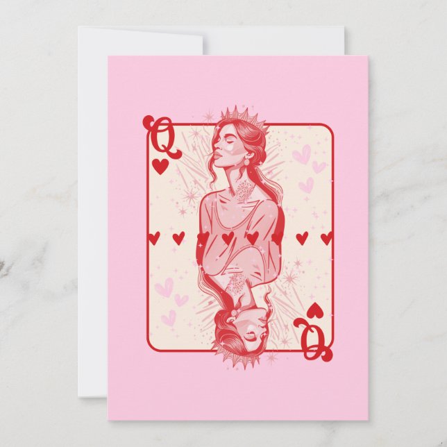 Cartes Pour Fêtes Annuelles Queen of Hearts Pink Preppy Art (Devant)