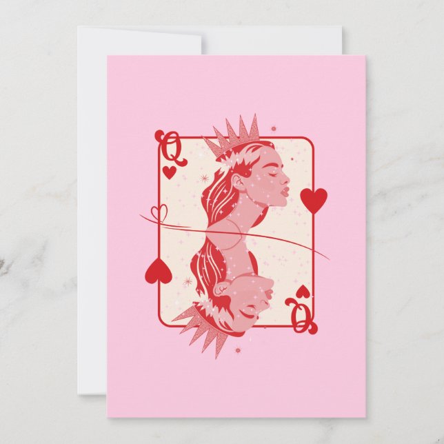Cartes Pour Fêtes Annuelles Queen of Hearts Red and Pink Preppy Art (Devant)
