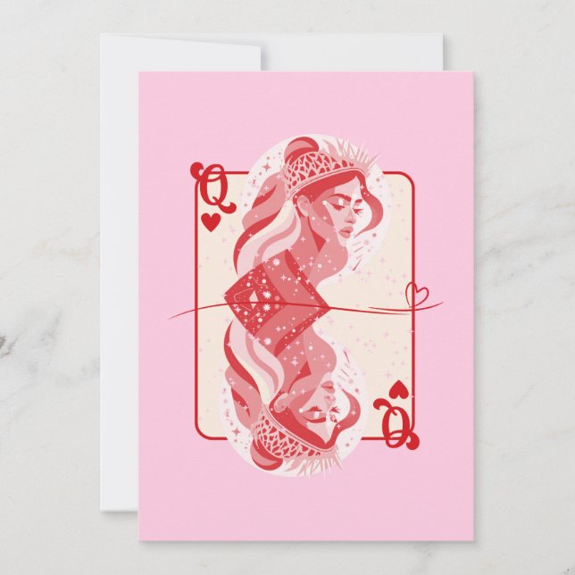 Cartes Pour Fêtes Annuelles Queen of Hearts Red Preppy Art (Devant)
