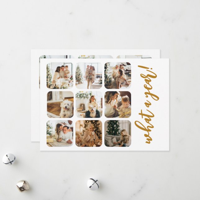 Cartes Pour Fêtes Annuelles Quel an 12 photo et texte personnalisé (Devant/Arrière en situation)