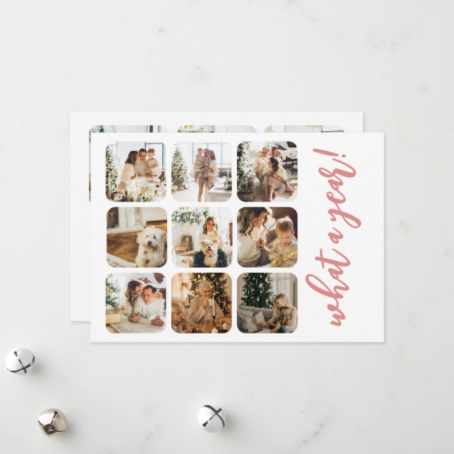 Cartes Pour Fêtes Annuelles Quel an 12 photo et texte personnalisé (Devant/Arrière en situation)