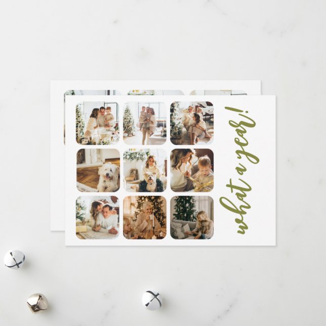 Cartes Pour Fêtes Annuelles Quel an 12 photo et texte personnalisé (Devant/Arrière en situation)