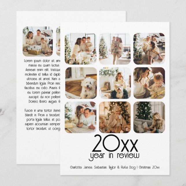 Cartes Pour Fêtes Annuelles Quel an 12 photo et texte personnalisé (Devant / Derrière)