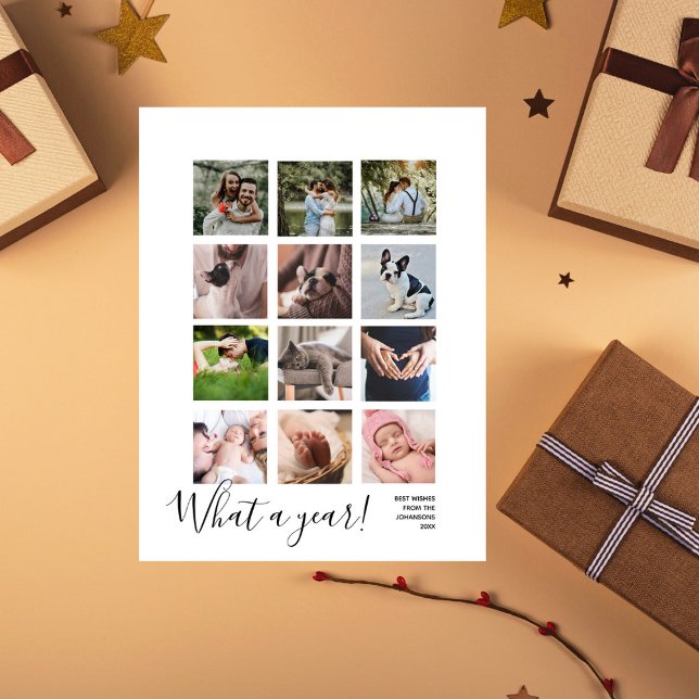 Cartes Pour Fêtes Annuelles Quel an 12 photo Noël personnalisé (Créateur téléchargé)