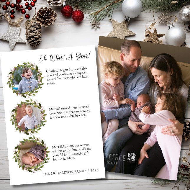 Cartes Pour Fêtes Annuelles Quel an d'examen photo Collage (What a Year Review Photo Collage Holiday Card)