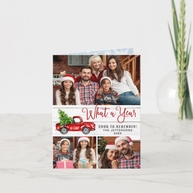 Cartes Pour Fêtes Annuelles Quelle année Noël Camion de la ferme rouge 3 Photo (Devant)