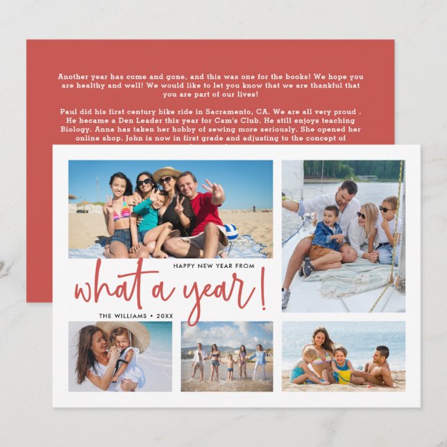 Cartes Pour Fêtes Annuelles Quelle année Photo Collage Bilan de l'année (Devant / Derrière)