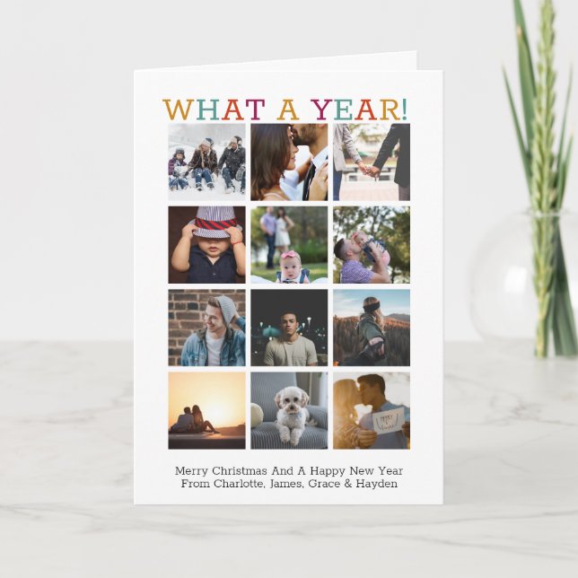 Cartes Pour Fêtes Annuelles Quelle année photo Noël année en revue (Devant)