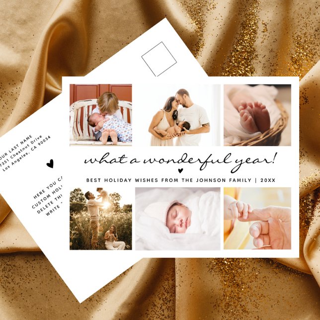 Cartes Pour Fêtes Annuelles Quelle merveilleuse année Minimale 6 Photo Chic (Créateur téléchargé)