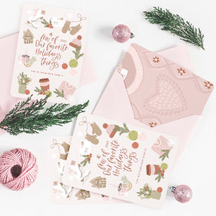 Cartes Pour Fêtes Annuelles Quelques-unes de nos choses préférées de Noël rose