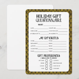 Cartes Pour Fêtes Annuelles Questionnaire de cadeau de vacances Art Déco