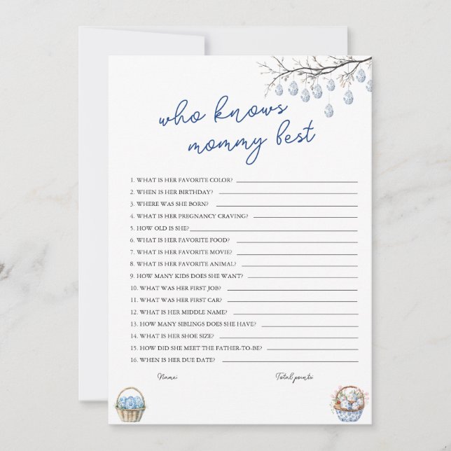 Cartes Pour Fêtes Annuelles Qui connaît maman meilleur Baby shower de Pâques c (Devant)