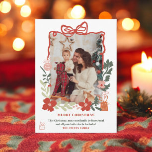 Cartes Pour Fêtes Annuelles Quirky bow floral tendance Joyeux Noël photo