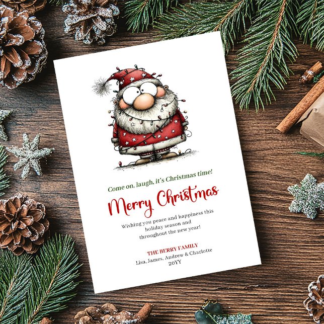 Cartes Pour Fêtes Annuelles Quirky Santa Cartoon Festive Christmas Greeting (Quirky Santa Cartoon Festive Christmas Greeting)