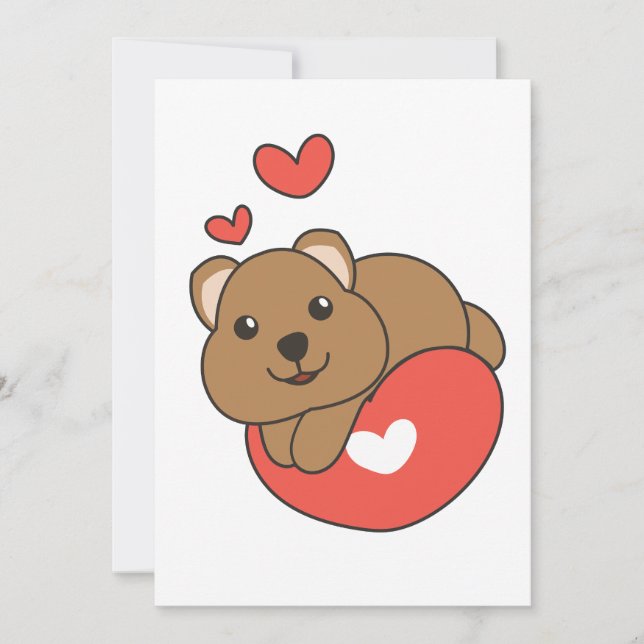 Cartes Pour Fêtes Annuelles Quokka pour la Saint-Valentin Animaux mignons Cœur (Devant)