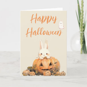 Cartes Pour Fêtes Annuelles Rabbit adorable en Citrouille Patch #2 Halloween