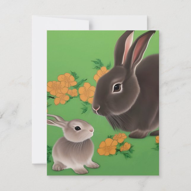 Cartes Pour Fêtes Annuelles Rabbit et kit (Devant)