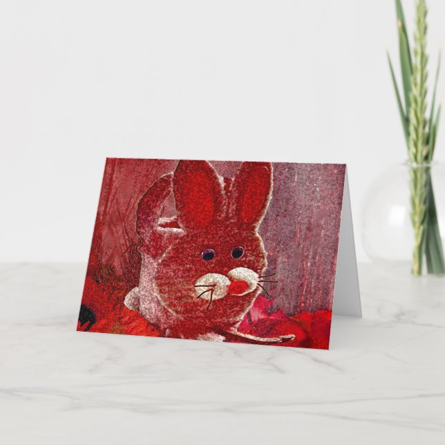 CARTES POUR FÊTES ANNUELLES RABBIT ROUGE (Devant)