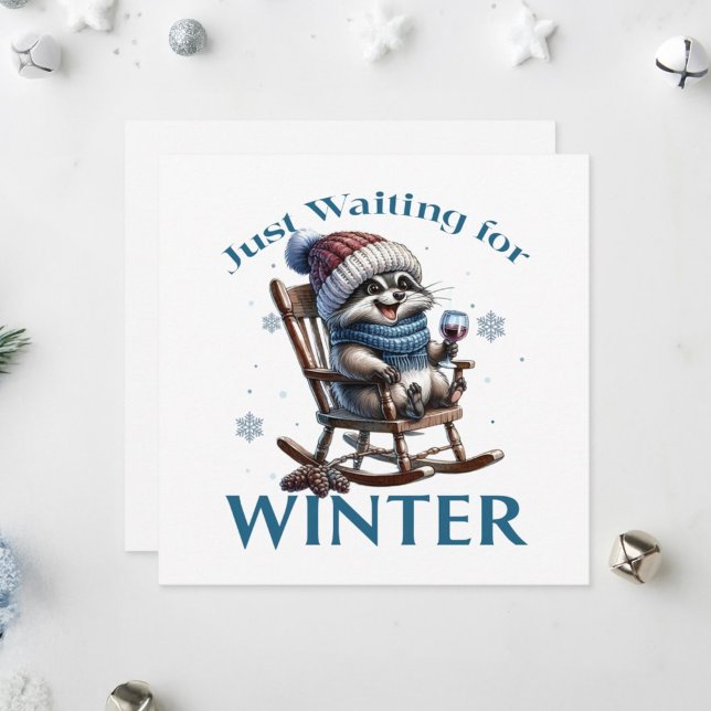Cartes Pour Fêtes Annuelles Raccoon allongé sur une chaise à bascule. (Créateur téléchargé)